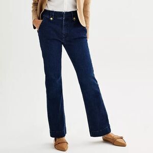 Croft Barrow Bootcut Jeans Womens 8 Blue Dark Wash Mid Rise Stretch NEW